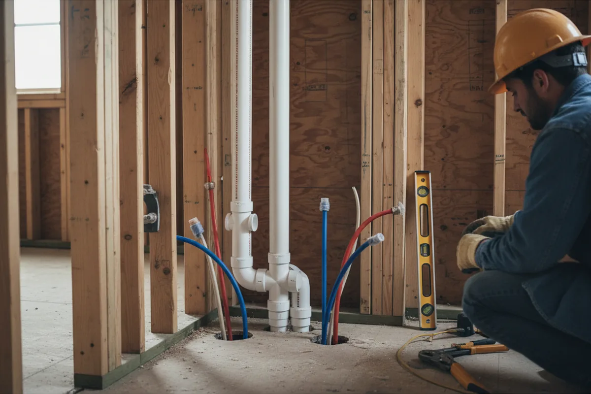 Drain and supply rough-in during Drain Cleaning in Saratoga Springs